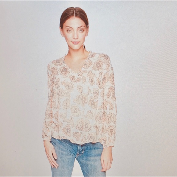 NWT Lucky Brand Pullover Sheer Creme Floral Top - Picture 2 of 8